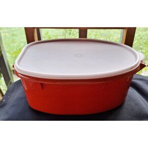 Tupperware Oval Orange & White Food Storage Container With Lid 3.5L Capacity Dur